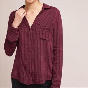 Cloth & Stone burgundy red button down top size XS Anthropologie